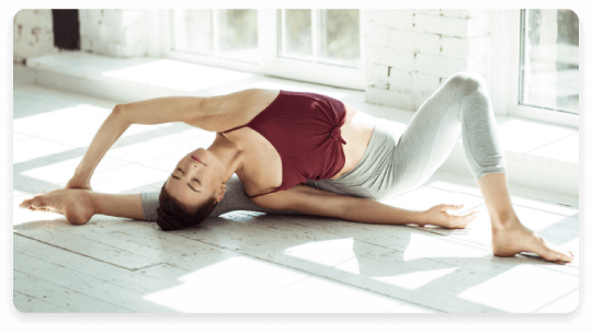 Yoga trainer doing yoga for flexibility